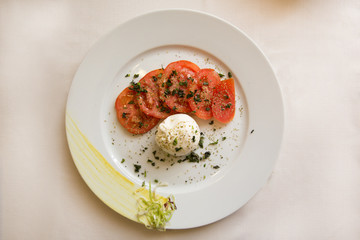 Italian Caprese with Mozzarella and Tomatoes