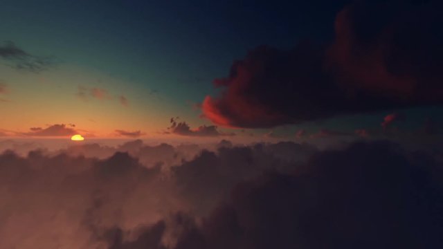 Magical sunrise above timelapse clouds