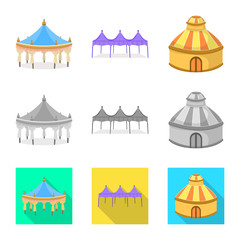 Vector design of roof and folding icon. Collection of roof and architecture stock vector illustration.