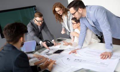 Group of professional successful young business people