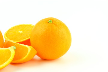 fresh orange fruits isolated on a white background with copy space