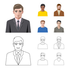 Fototapeta premium Vector illustration of hairstyle and profession logo. Set of hairstyle and character vector icon for stock.