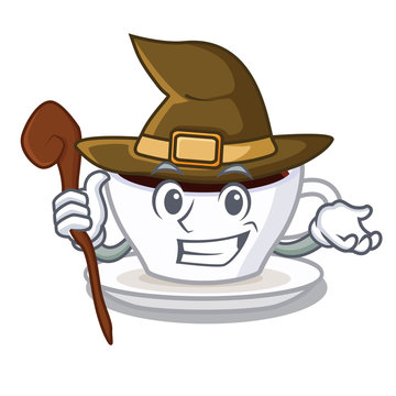 Witch latte macchiato in the cartoos shape