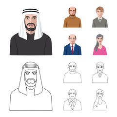 Isolated object of hairstyle and profession logo. Collection of hairstyle and character stock vector illustration.