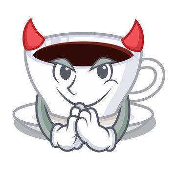 Devil latte macchiato in the cartoos shape