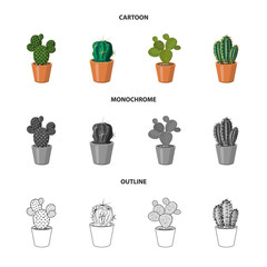 Vector design of cactus and pot icon. Set of cactus and cacti vector icon for stock.