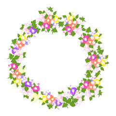 Beautiful wreath of Bougainvillea flowers. Vector illustration.