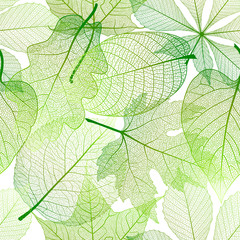 Naklejka na ściany i meble Seamless pattern with leaves. Vector illustration.