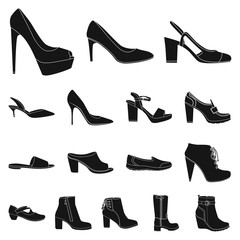 Isolated object of footwear and woman symbol. Collection of footwear and foot stock vector illustration.