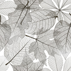 Naadloos patroon met bladeren. Vector illustratie.