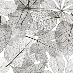 Crédence de cuisine en verre imprimé Feuilles de squelette Modèle sans couture avec des feuilles. Illustration vectorielle.