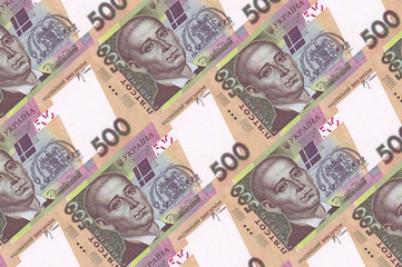 Ukrainian paper currencies by a face value five hundred hryvnyas. Background