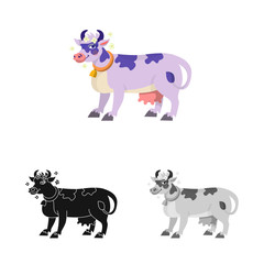 Vector illustration of cow and milk symbol. Set of cow and dairy stock symbol for web.