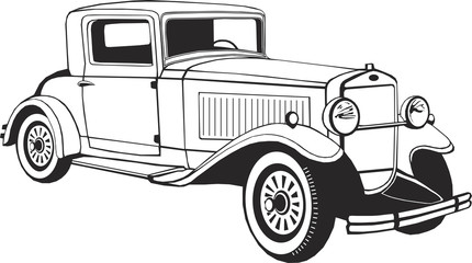 classic car coupe, vector art, monogram, isolated, black, graphic, vector illustration, logo, clip art