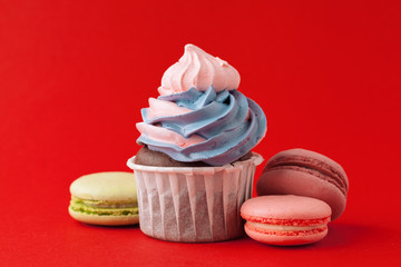 Set of various  fondant cupcakes ready to be eaten - bright and colorful set