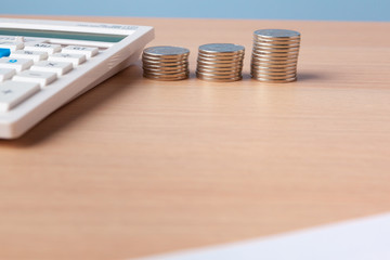 Money coin stack growing graph, business and money concept