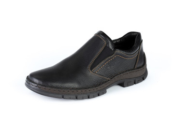 Casual male leather shoes isolated on white background