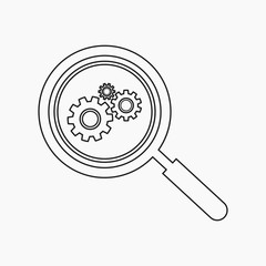 Search Settings Icon. Line style vector EPS.