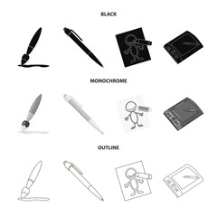 Vector design of pencil and sharpen icon. Set of pencil and color stock vector illustration.
