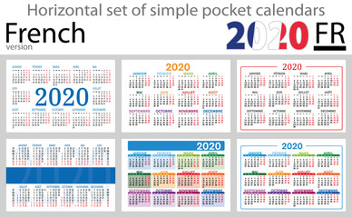 French horizontal set of pocket calendars for 2020
