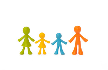 Happy family figurines. Miniature people. Full family. Happy family day concept.