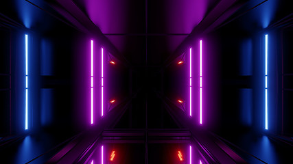 high reflective scifi tunnel wallpaper background 3d rendering