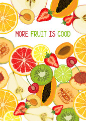 Vector card with natural fruit slices and text message