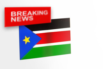 Breaking news, South Sudan country's flag and the inscription news