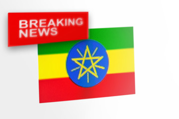 Breaking news, Ethiopia country's flag and the inscription news