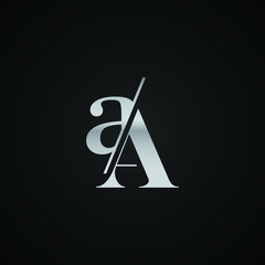 AA initial letter elegant Logo template vector creative business black and silver color based - obrazy, fototapety, plakaty
