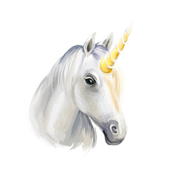 Unicorn digital art illustration isolated on white background © dneprstock
