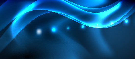 Neon glowing lines, magic energy space light concept, abstract background wallpaper design