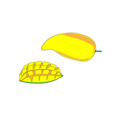 Cartoon tasty mango and and half of this fruit