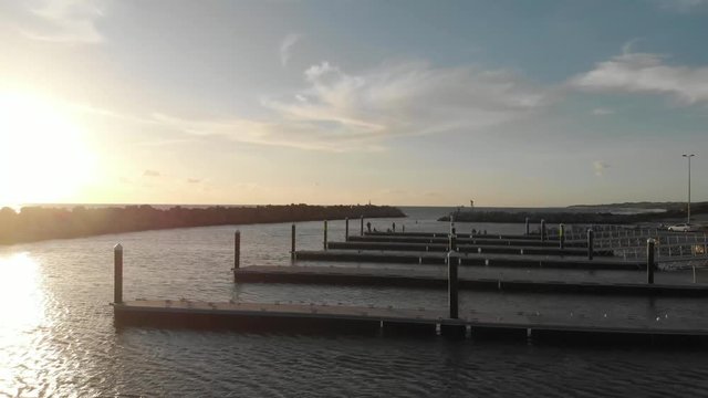 Sunset Aerial View of Ocean Reef Harbour in Perth Australia