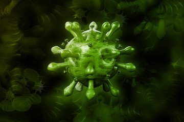 3d rendered HIV Virus in Blood Stream in color background