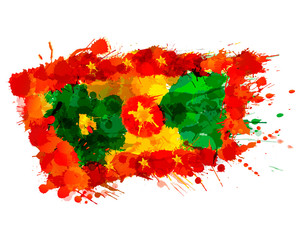 Flag of  Grenada made of colorful splashes