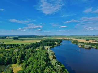 Aerial view of the lake in Nesvizh, Minsk region of Belarus