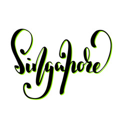 Singapore city name handwritten lettering. Singapore calligraphic vector sign on white background.