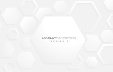 white abstract background design with hexagon and geometric concept, use for business banner and web banner template