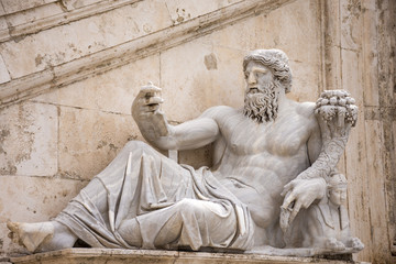 ROME, ITALY - MAY 3, 2019:The Statue of the Nile River ( La statua del Nilo) at the Palazzo...