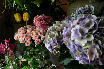 Image photos of various types of flowers in Japanese florists