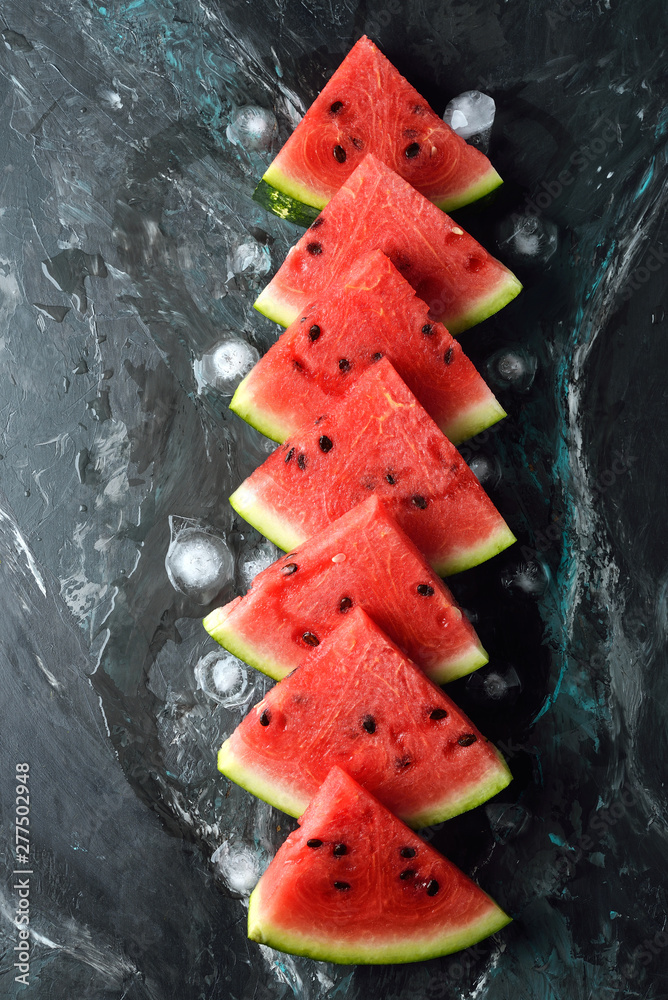 Sticker slices of watermelon with ice