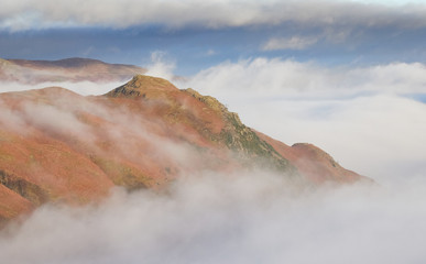 Cloud inversion over Patterdale with Arnison Crag to the left in the Lake District.