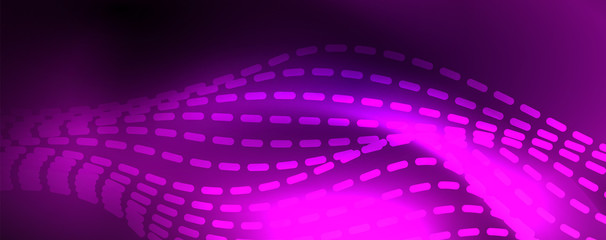 Obraz premium Neon vector wave lines abstract background, magic futuristic techno design
