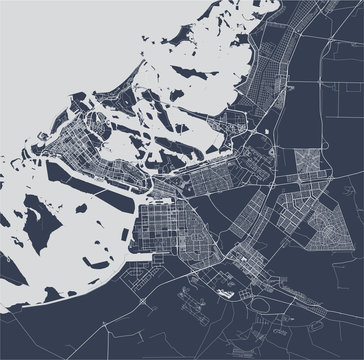 vector map of the city of Abu Dhabi, United Arab Emirates (UAE), Emirate of Abu Dhabi