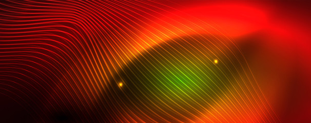 Shiny neon vector wave line abstract background, motion concept