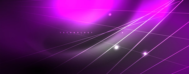 Color light with lines, outer space background, bright rays