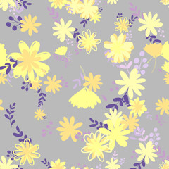 Obraz premium yellow warm simple plain vector smooth flowers in seamless pattern