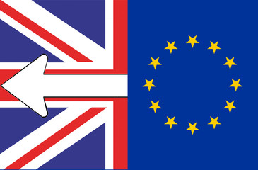 Fototapeta na wymiar Union Jack Flag of the United Kingdom and European Union Flag uk