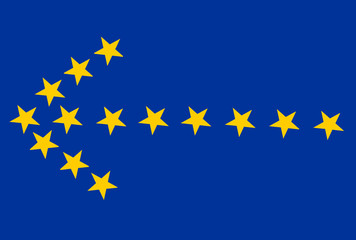 European Union Flag in the shape of  an arrow EU - obrazy, fototapety, plakaty